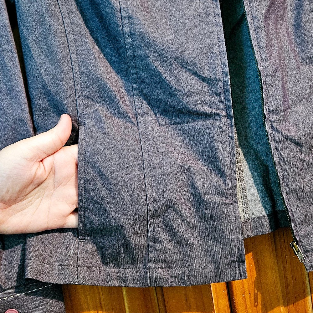 Women's Blue Denim-Look Sigrid Olsen Sport Zip Up Jacket Size Petite Small - Picture 5 of 11